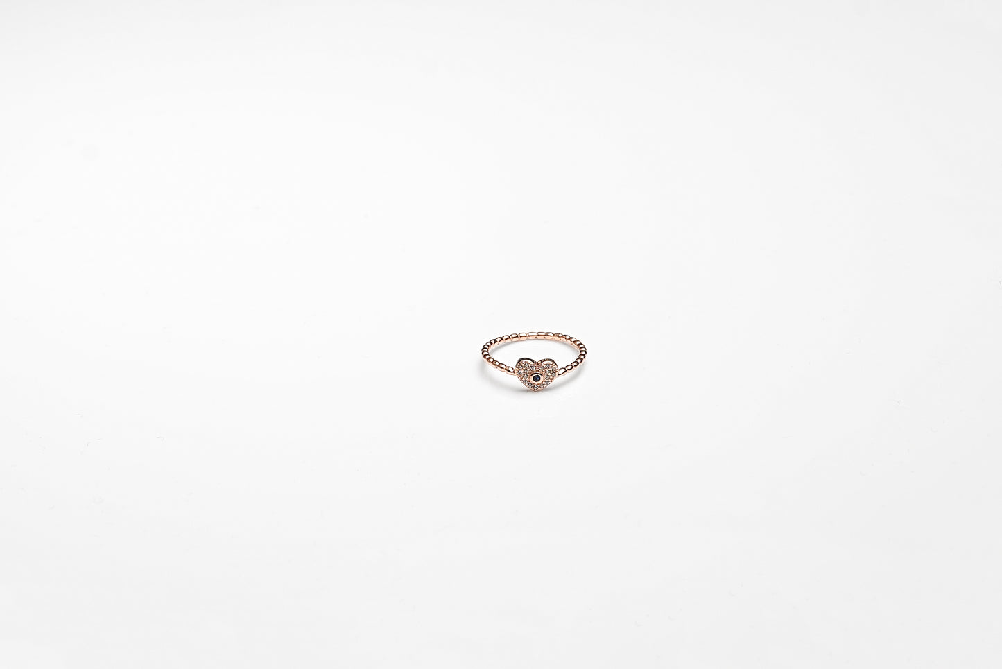Rose Gold Beaded Heart Ring