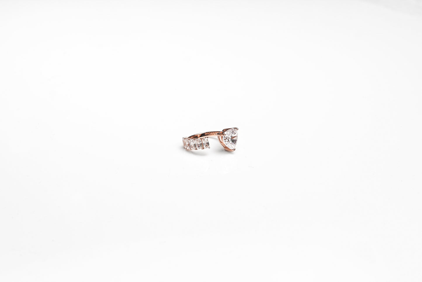Rose Gold Heart Solitaire Adjustable Ring