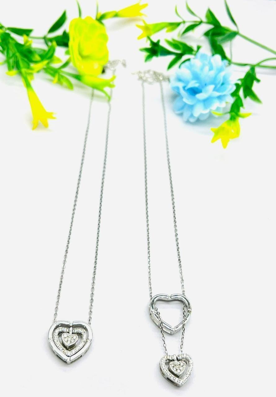 Silver Heart Two Layer Pendant