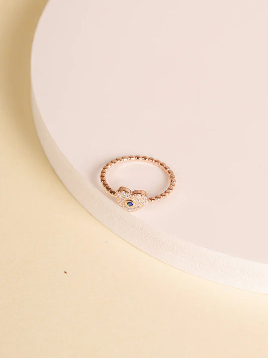 Rose Gold Beaded Heart Ring
