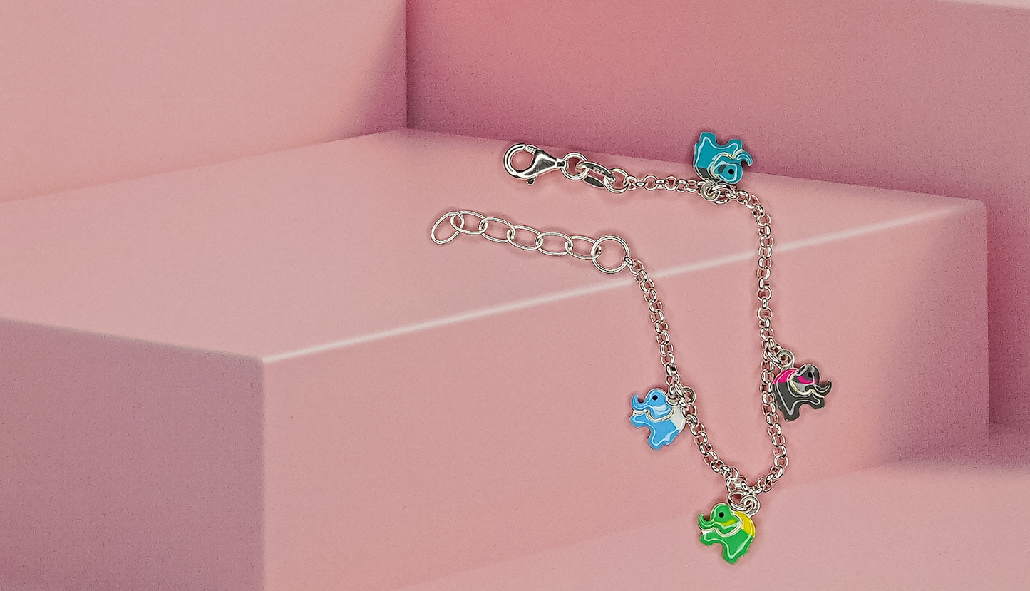 Silver Elephant Parade Kids Bracelet